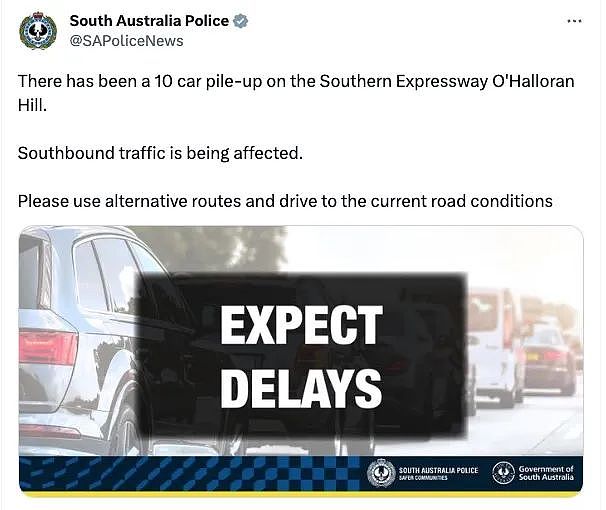 阿德高速十车连环相撞​，交通拥堵一小时；南澳汽油涨价预警：长周末前请加油（组图） - 2