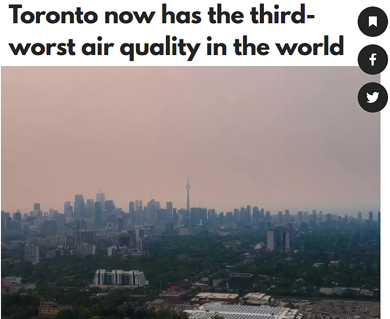炸锅！多伦多空气污染跃居全球第三，纽约竟排第一！美国网友怒了：“加拿大，我可真是谢谢你！”（组图） - 1