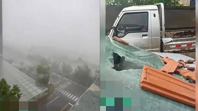 山东威海等地遇强对流天气，狂风暴雨冰雹齐落，有车窗被砸裂（视频/组图） - 1
