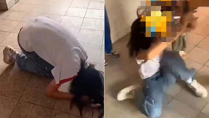 广东女中学生被逼下跪磕头被轮掴，涉事人员已被带走调查（组图） - 1