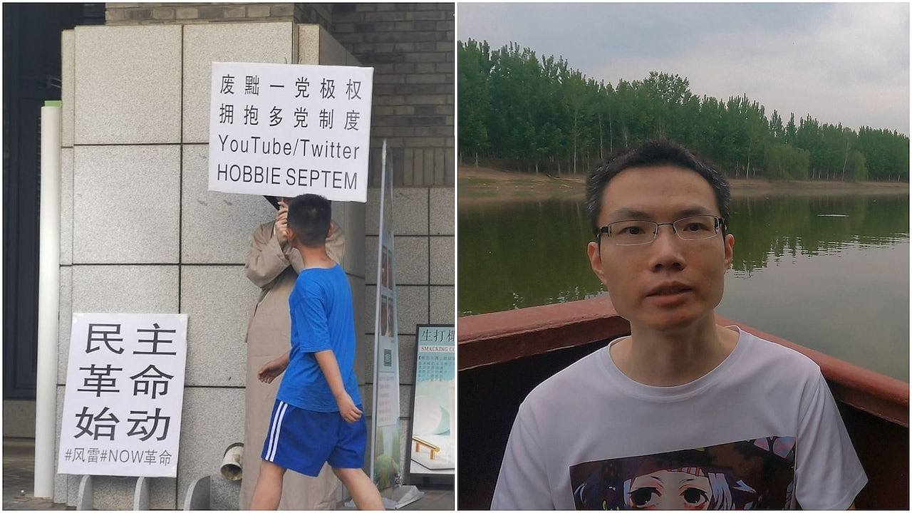 北京大学举牌倡“拥抱多党制度”，作家张生传遭带走（组图） - 1