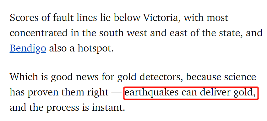 墨尔本挖金子的好机会！澳洲最新研究表明：地震会震出黄金（组图） - 2