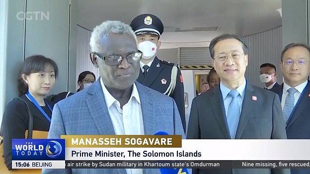 所罗门群岛总理抵达中国访问；澳媒：承诺对中美竞争“保持中立”（组图） - 1