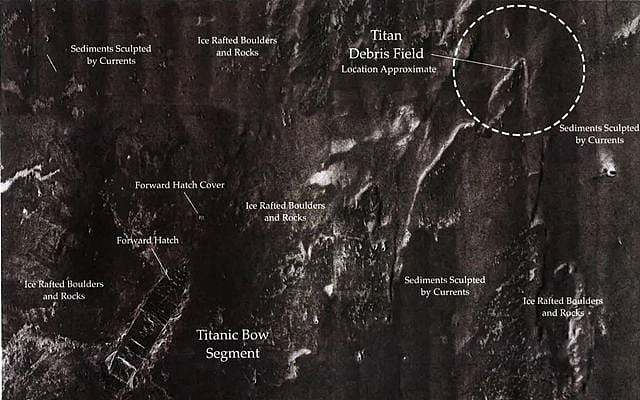 泰坦号残骸就在铁达尼船头右侧，海底声纳影像曝光 - 1