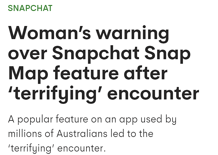 被陌生男子跟踪！澳女提醒Snapchat用户，关闭这一功能（组图） - 1