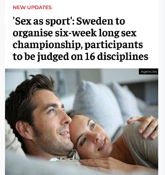 把性爱当作运动的瑞典人， 搞了个“性爱锦标赛“直播？（组图） - 1