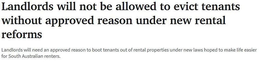 南澳租赁改革：房东不得在无正当理由的情况下驱逐租户！（组图） - 1