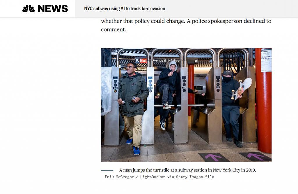 逃票者过多，纽约开始用AI跟踪“不付钱”地铁乘客（组图） - 2