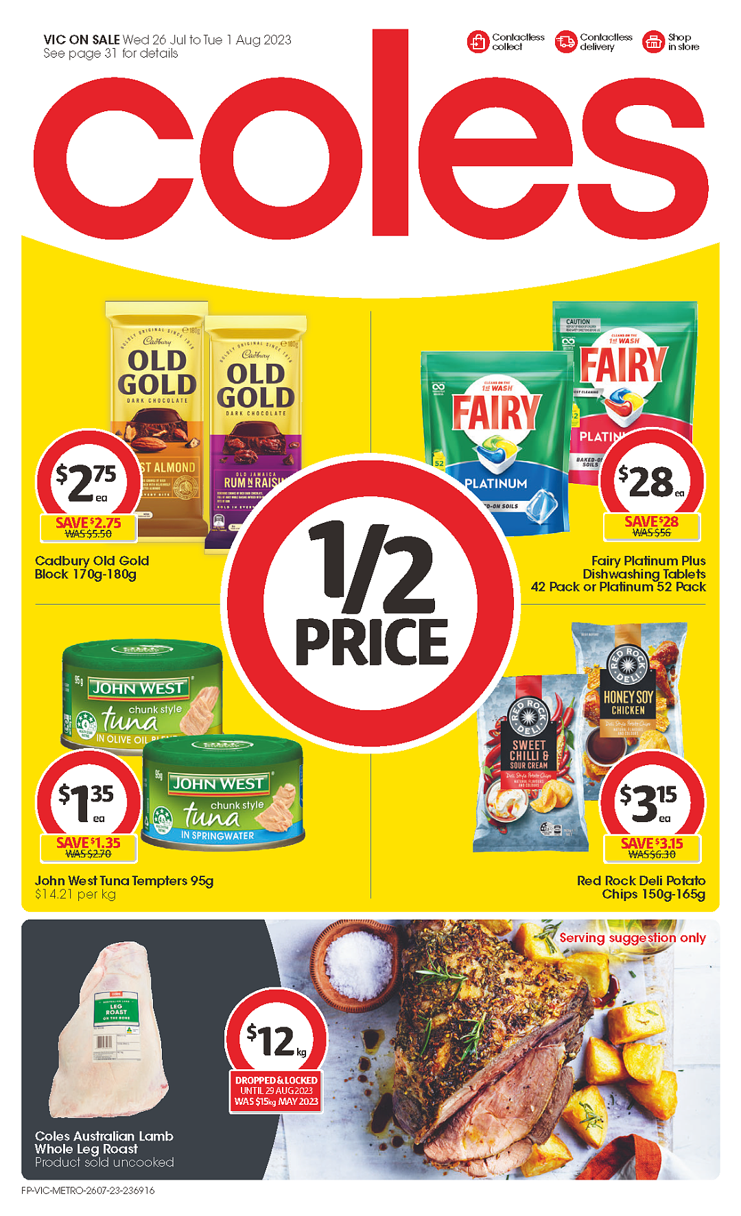 Coles 7月26日-8月1日折扣，冷冻鱿鱼条、油半价（组图） - 1