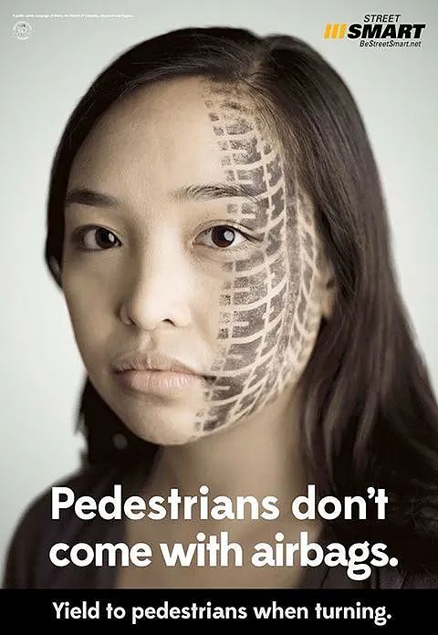 警局广告轮胎印亚裔女脸上，怎么看： 歧视？玻璃心？（图） - 1