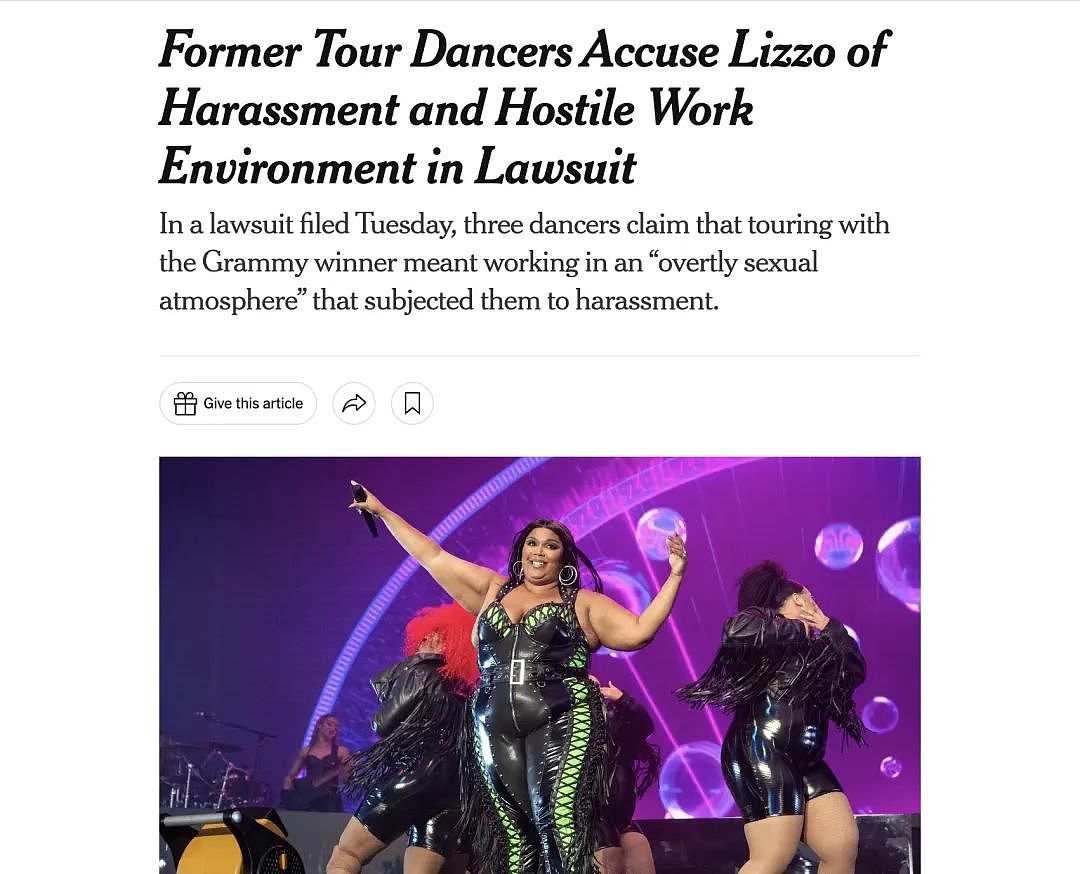大码歌手Lizzo被指控性骚扰+身体羞辱，人设崩塌，噩梦老板实锤（组图） - 1