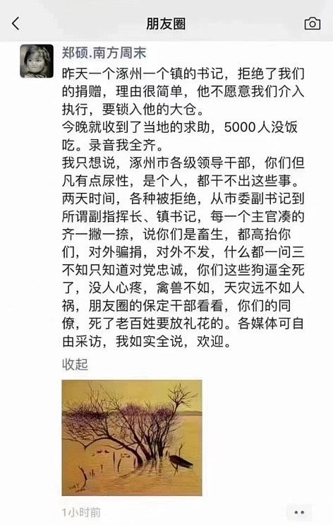“5000人没饭吃”！慈善组织负责人捐物资遭拒，骂涿州官员“禽兽不如”（组图） - 5