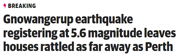 西澳发生5.6级地震，珀斯也有震感（组图） - 1