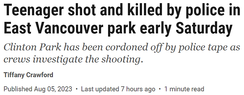 温哥华儿童游乐场发生枪击：20多声枪响，少年被击毙（组图） - 1