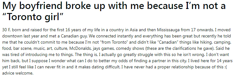 亚裔女孩爱上加拿大男友，却被狠心抛弃！只因男友嫌她不够多伦多...（组图） - 2