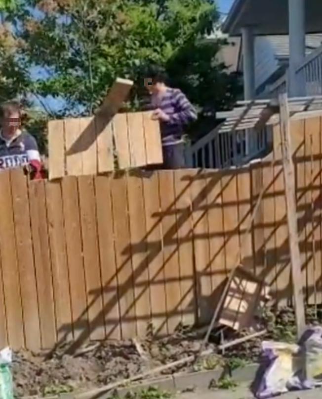 加拿大华人夫妇遭曝光：手持大电锯强拆邻居家栅栏，扬言报警也不怕！（组图） - 2