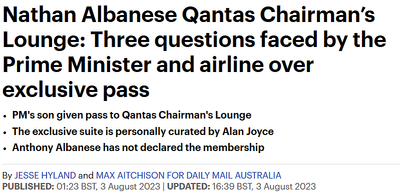 炸锅！澳洲总理23岁儿子获赠澳航“超级VIP待遇”，皆因“我爹是总理”？（组图） - 1