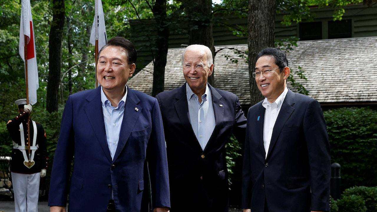 美日韩领袖大卫营峰会，三方同意设立共享情报热线（图） - 1