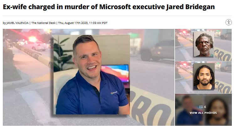 微软高管2岁女儿面前遭枪杀，其前妻于华州被捕（组图） - 1