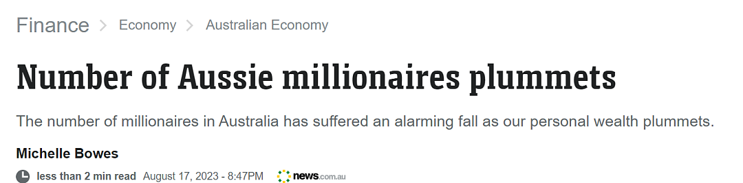 你的钱蒸发了！澳洲人均财富一年少了这么多（组图） - 1
