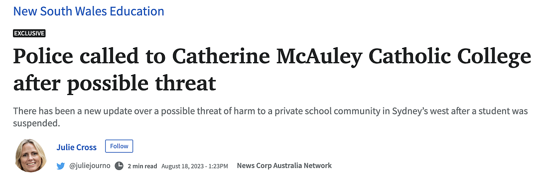 悉尼名校收“威胁信”，竟是因为这个原因！校方警察齐发声：真是太猖狂了...（组图） - 1