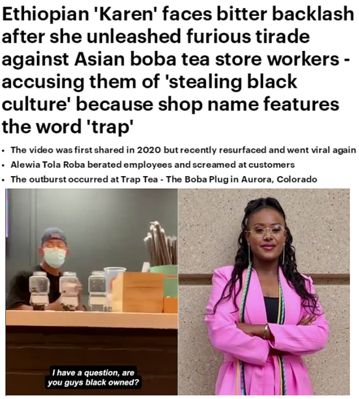 非裔女闯奶茶店： 你们是小偷，亚洲人偷黑人文化（视频/组图） - 1