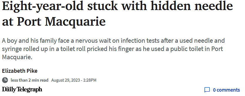 太卑鄙了！澳洲8岁男孩在公园厕所里被扎，针头居然藏在了这里，家长们要注意啦（组图） - 1