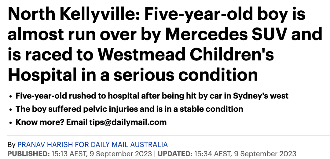 悉尼发生严重车祸，5岁儿童被撞成重伤！妈妈们一定要看好孩子...（组图） - 2