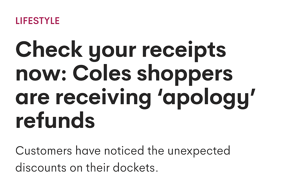 Coles购物小票千万别丢，这里有机密！很多人都收到“神秘”折扣，95%的人都不知道...（组图） - 1