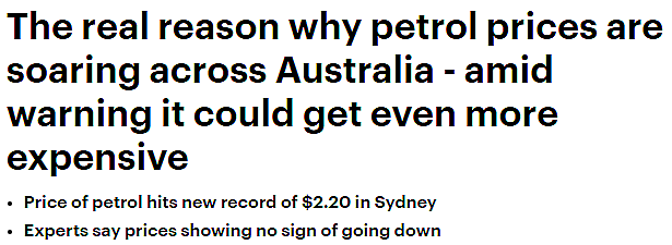 每升$2.20，澳洲汽油价格飙升至新纪录！各首府城市油价或将跟进上涨，专家预测：情况短期内不会好转（组图） - 1
