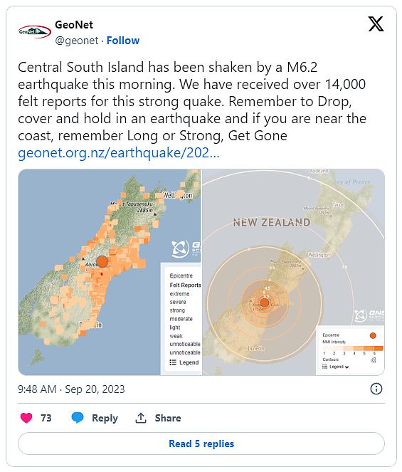新西兰发生6.2级浅层地震，震源深度10公里（组图） - 5