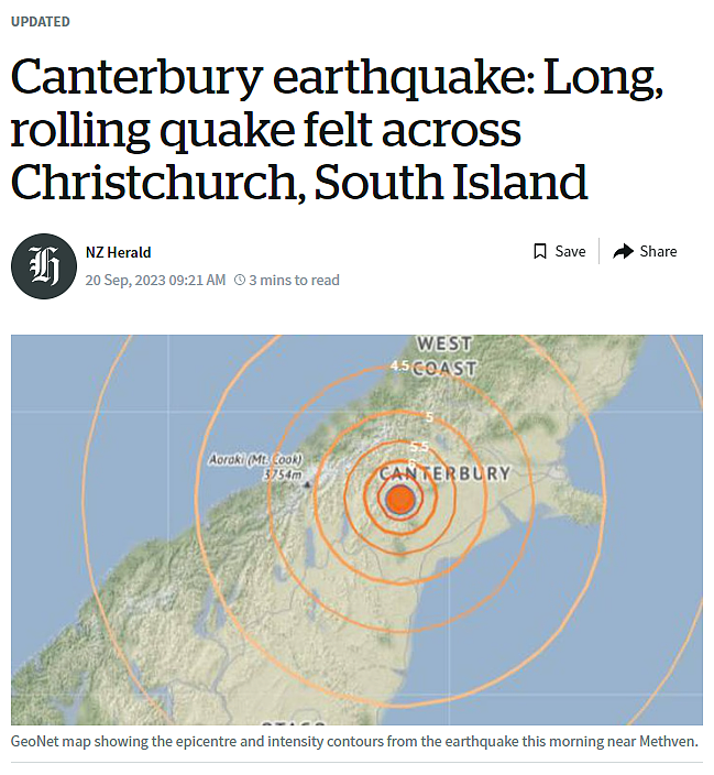 新西兰发生6.2级浅层地震，震源深度10公里（组图） - 1
