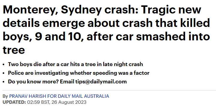 太悲剧了！悉尼两位小男孩不幸遇难，两名疑凶全部落网...（组图） - 1