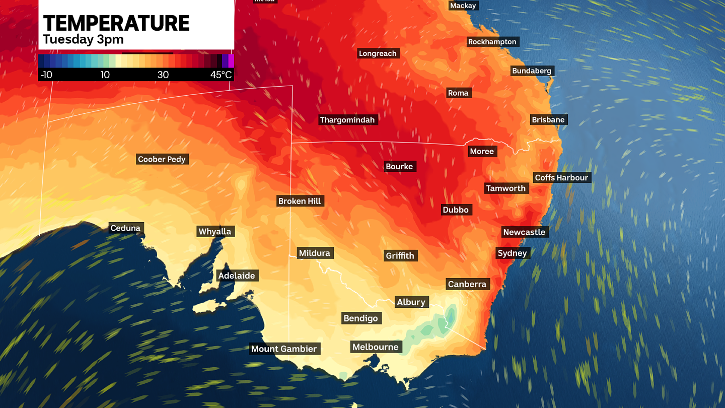 澳洲南部破纪录高温，未来48小时气温骤降20度甚至下雪（图） - 1