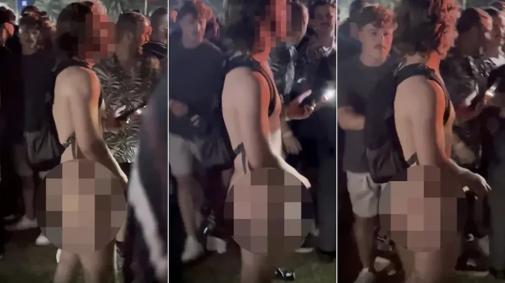 澳洲男子在音乐节赤裸打手枪，紧盯冰辣妹！被众人打骂全不甩（图） - 1