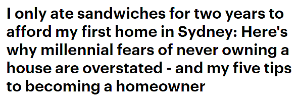 是个狠人！悉尼夫妇2年只吃三明治终成功买房，之后再买一房成房东，大方分享买房小贴士（组图） - 2
