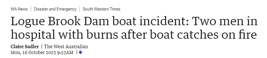 西澳著名露营地突发事故，滑水艇在水面爆炸，两人严重烧伤送院（组图） - 1