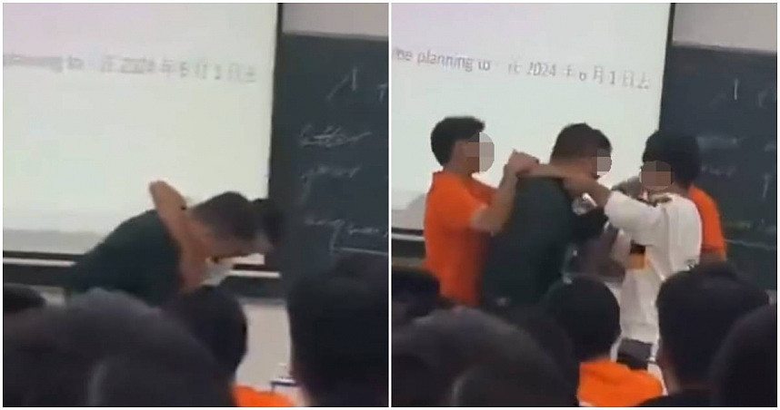 上课玩手机被没收！老师遭男学生2度锁喉攻击，同学冲上前急拉开（视频/图） - 1