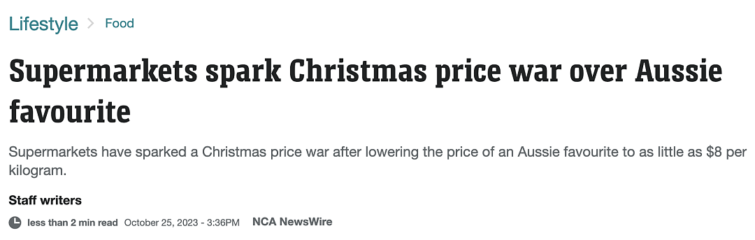 今天起，Coles圣诞经典火腿降价，为9年来最低（组图） - 1