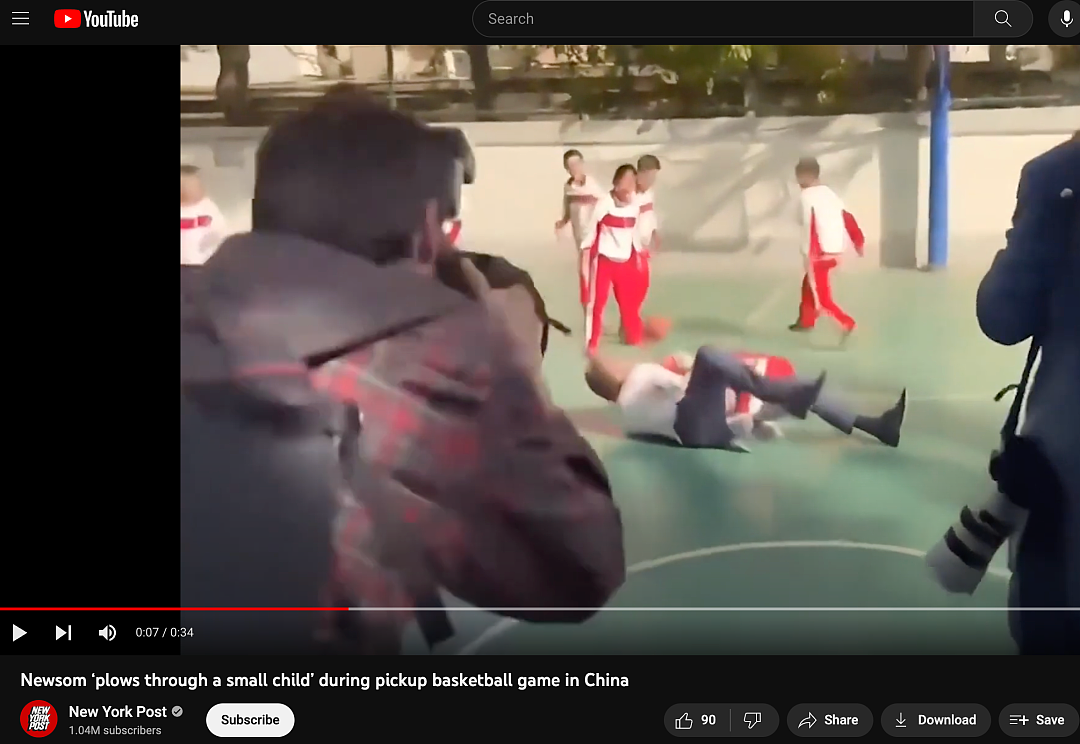 有意思！加州州长和北京小学生打篮球，一顿摔倒后：中美网友都吵翻天（组图） - 8