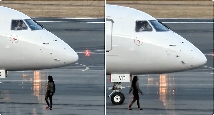 疑似为了“赶飞机”，女子“勇闯”停机坪！澳航机师被惊呆，视频曝光让人捏一把冷汗（组图） - 3