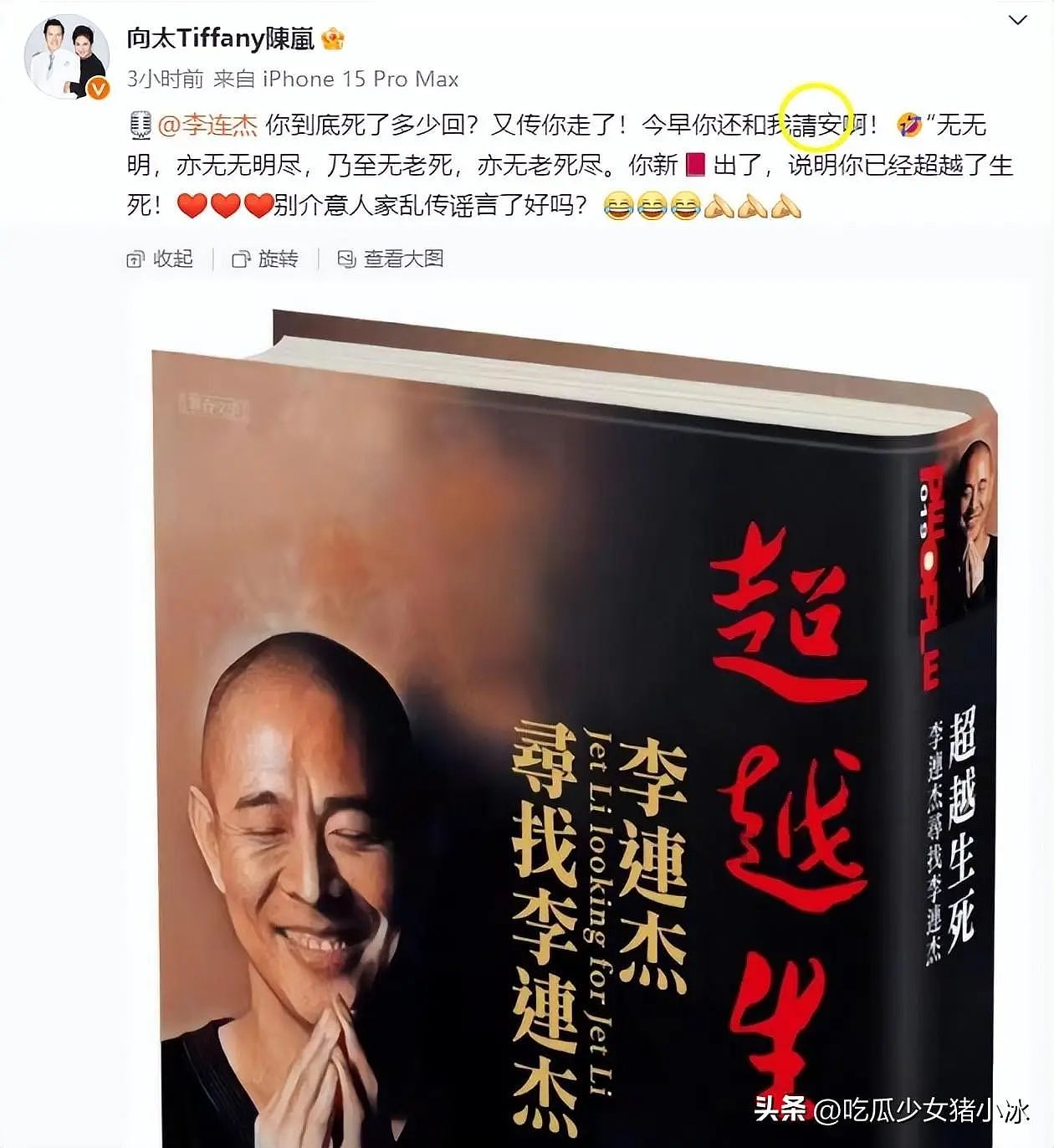 向太发文辟谣李连杰去世，结果却因2个字翻车！（组图） - 9