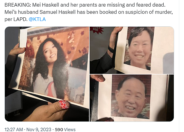 震惊！洛杉矶华人家庭疑遭分尸，华女和父母失踪多日，美国丈夫被捕（组图） - 10