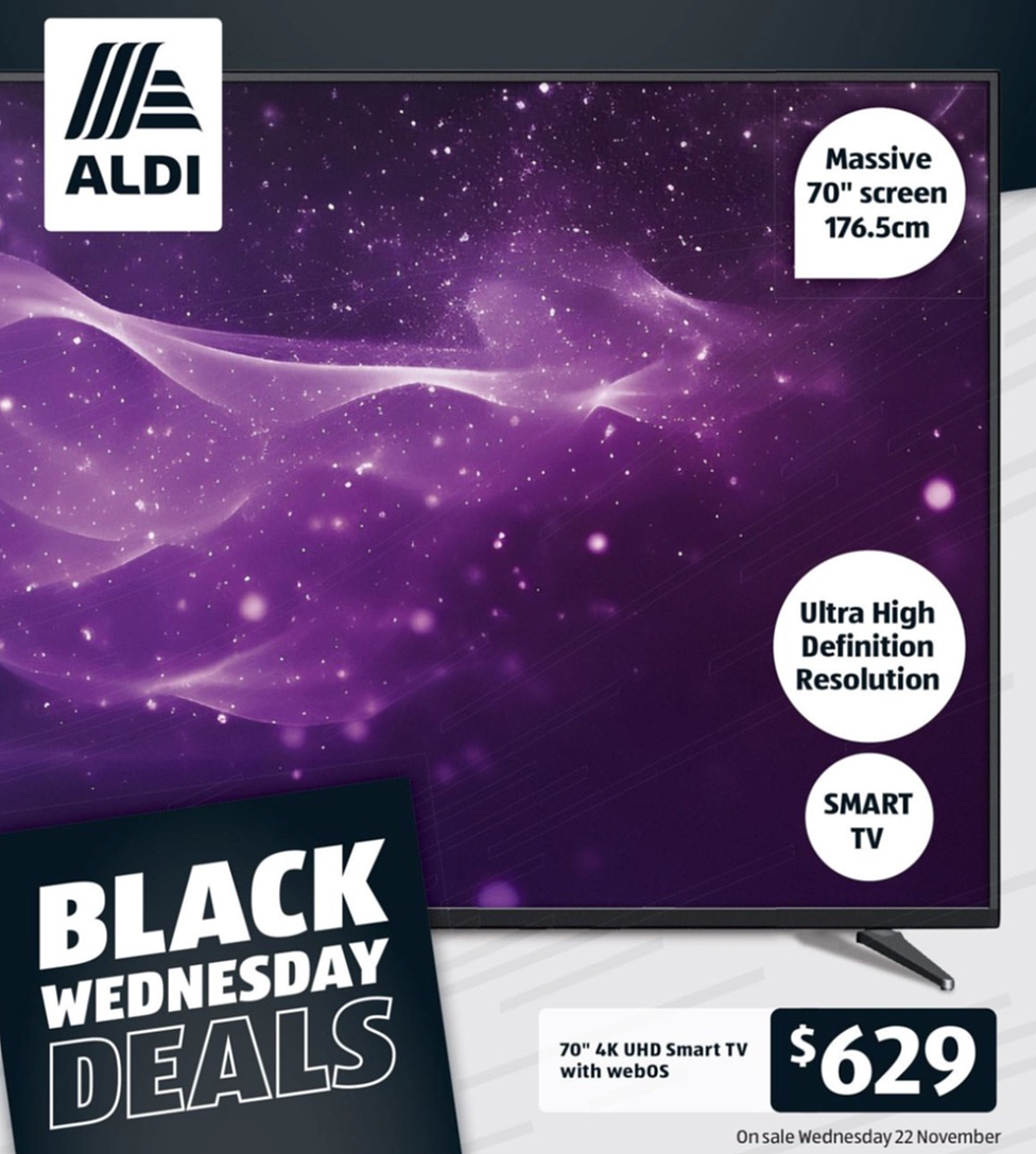 提前批！ALDI黑色星期三折扣活动大放送，70英寸超豪华电视低至600澳元（组图） - 2