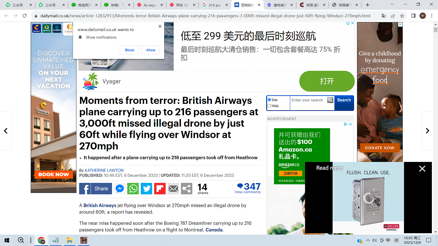 恐怖！英国飞加拿大航班，3000英尺高空险被撞！机上有216名乘客！元凶竟是…（组图） - 1