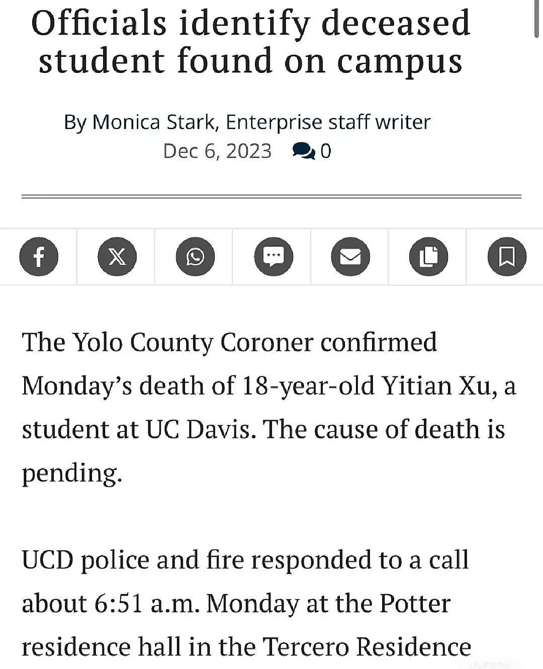 加州大学18岁中国留学生猝死！评论区网友深有同感（组图） - 2