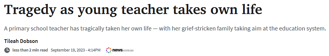 最近，澳洲小学女老师自杀身亡！家属彻底怒了…（组图） - 1
