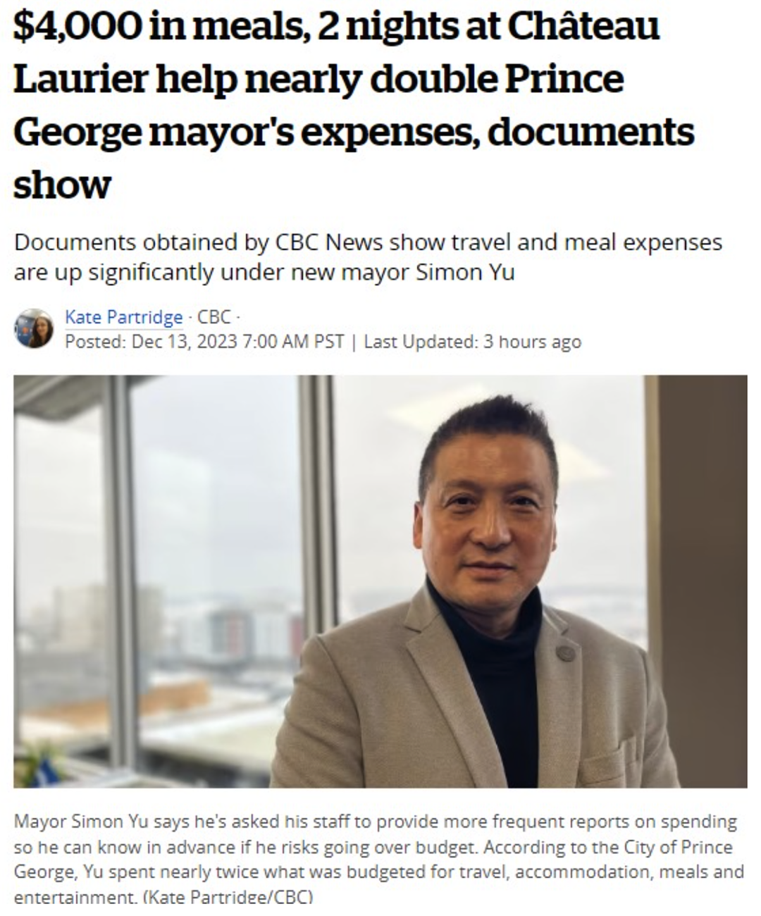 曝光！加国华裔市长上任不到一年，大幅超支！吃了$4000（组图） - 3