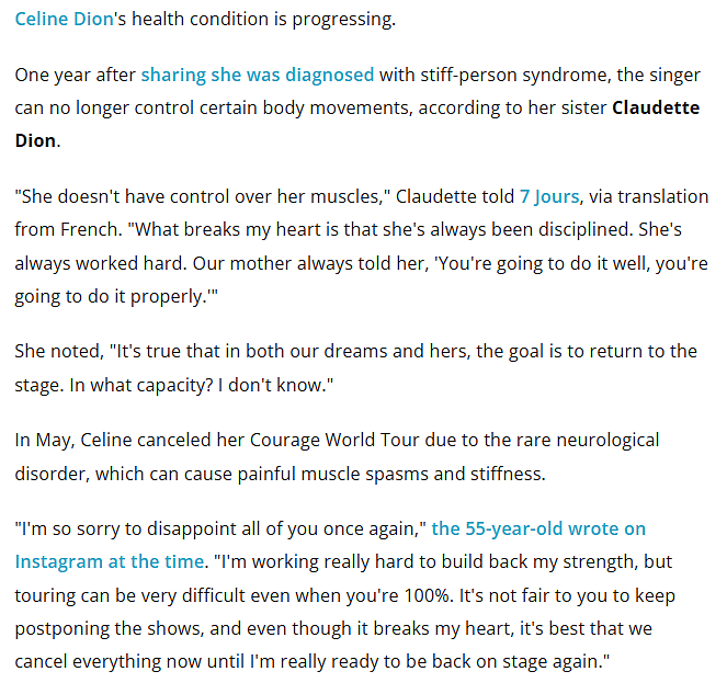 席琳·迪翁病情恶化，患不治之症一年已无法控制自己的肌肉（组图） - 4