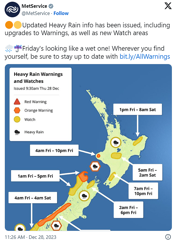 注意！新西兰今日开始下雨，跨年期间恶劣天气来袭，全国发布预警（组图） - 5